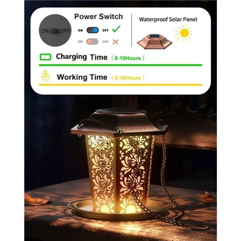 Solar Bird Feeders for Outdoors Hanging - Premium Grade Metal Bird Feeder